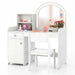 Kids Vanity Table and Chair Set with LED Lights in White - Little and Giant Explorers Costway