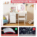 Kids Vanity Table and Chair Set with LED Lights in White - Little and Giant Explorers Costway