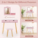 Kids Vanity Table with Stool and Storage in Pink - Little and Giant Explorers Costway