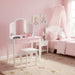 Kids Vanity Table and Stool Set – White and Pink | 2-in-1 Writing Desk Design COSTWAY - Little and Giant Explorers
