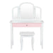 Kids Vanity Table and Stool Set – White and Pink | 2-in-1 Writing Desk Design COSTWAY - Little and Giant Explorers