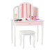 Kids Vanity Table and Stool Set – White and Pink | 2-in-1 Writing Desk Design COSTWAY - Little and Giant Explorers