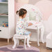 Vanity Table and Stool with Rotatable Mirror Drawer - Little and Giant Explorers HOMCOM