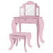 Kids Vanity Table Set – Pink | Dressing Table with Stool - Triple Mirror Design HOMCOM - Little and Giant Explorers HOMCOM