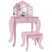 Kids Vanity Table Set – Pink | Dressing Table with Stool - Triple Mirror Design HOMCOM - Little and Giant Explorers HOMCOM