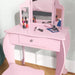 Kids Vanity Table Set – Pink | Dressing Table with Stool - Triple Mirror Design HOMCOM - Little and Giant Explorers HOMCOM