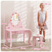 Kids Strawberry Theme Vanity Table with Stool and Mirror - Little and Giant Explorers AIYAPLAY