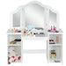 Kids Vanity Table – White | Tri-Folding Mirror and Storage Compartments COSTWAY - Little and Giant Explorers Costway