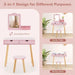 Kids Vanity Table with Stool and Storage in Pink - Little and Giant Explorers Costway