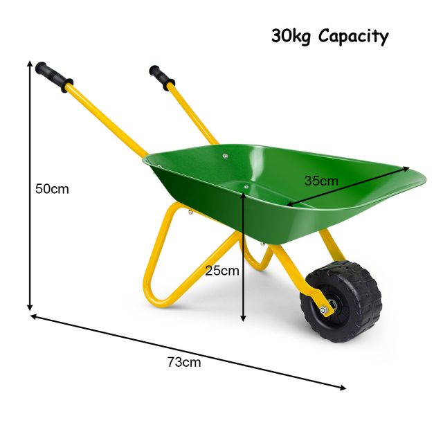 Kids Wheelbarrow with Steel Tray and Rubber Hand Grips - Little and Giant Explorers Costway