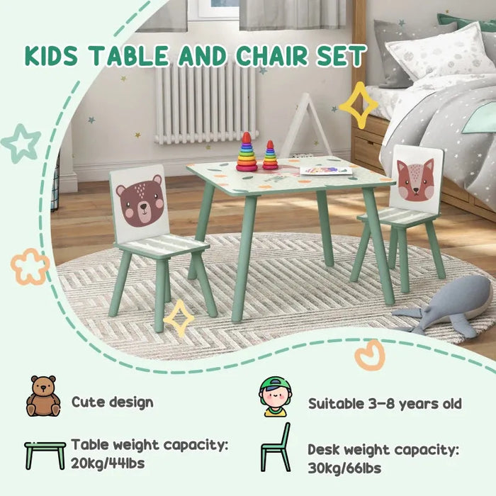 Kids Wildlife Table and Chairs in Green - Little and Giant Explorers ZONEKIZ