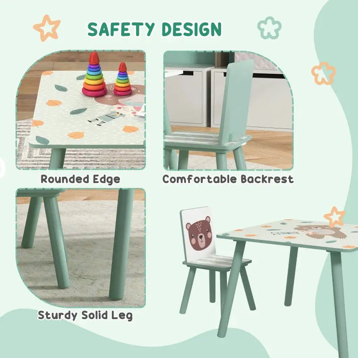 Kids Wildlife Table and Chairs in Green - Little and Giant Explorers ZONEKIZ