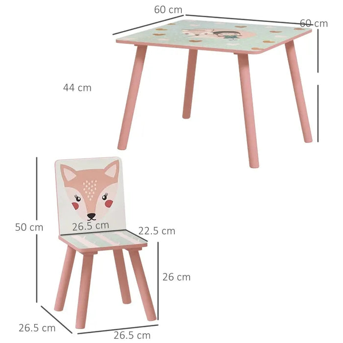 Kids Wildlife Table and Chairs in Pink - Little and Giant Explorers ZONEKIZ