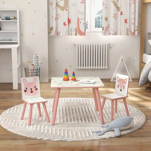 Kids Wildlife Table and Chairs in Pink - Little and Giant Explorers ZONEKIZ