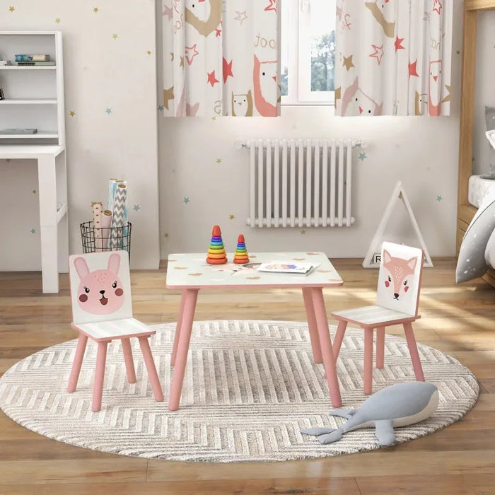 Kids Wildlife Table and Chairs in Pink - Little and Giant Explorers ZONEKIZ