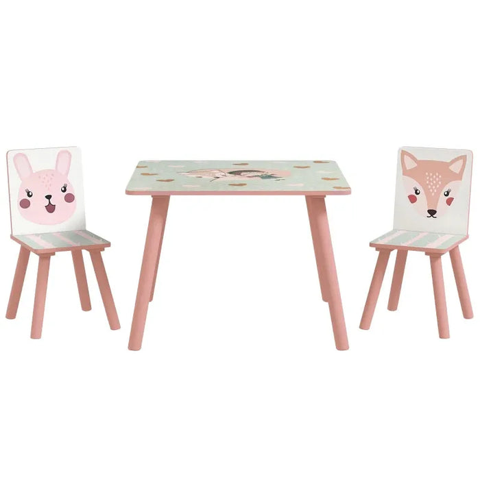 Kids Wildlife Table and Chairs in Pink - Little and Giant Explorers ZONEKIZ