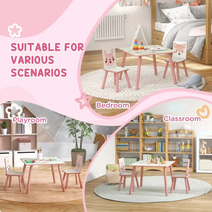 Kids Wildlife Table and Chairs in Pink - Little and Giant Explorers ZONEKIZ