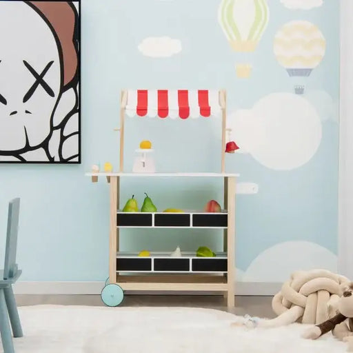 Kids Wooden Farmer’s Market Stand | Ice Cream Cart and Accessories COSTWAY - Little and Giant Explorers Costway
