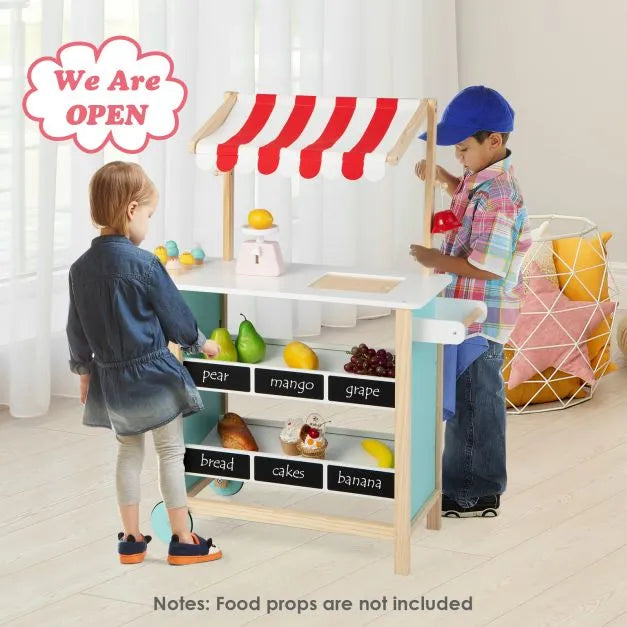 Kids Wooden Farmer’s Market Stand | Ice Cream Cart and Accessories COSTWAY - Little and Giant Explorers Costway