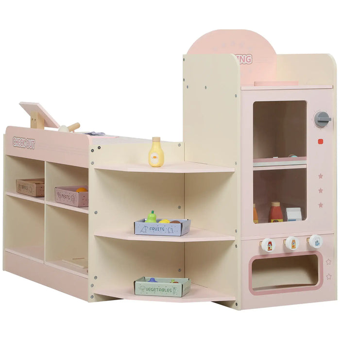 Kids Wooden Grocery Store Playset – Pink | Checkout and Vending Machine Role Play Shop AIYAPLAY - Little and Giant Explorers