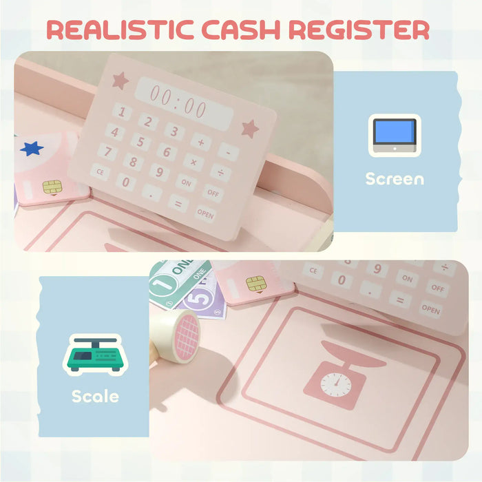 Kids Wooden Grocery Store Playset – Pink | Checkout and Vending Machine Role Play Shop AIYAPLAY - Little and Giant Explorers