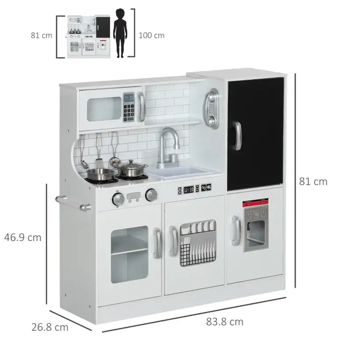 Kids Wooden Kitchen Playset | Ice Maker, Chalkboard, Phone and Stainless Steel Cookware AIYAPLAY - Little and Giant Explorers AIYAPLAY