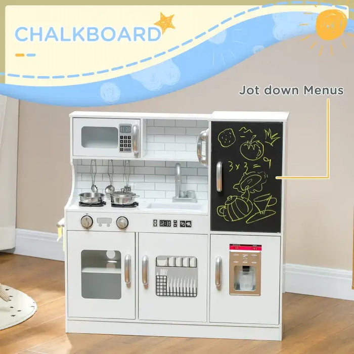Kids Wooden Kitchen Playset | Ice Maker, Chalkboard, Phone and Stainless Steel Cookware AIYAPLAY - Little and Giant Explorers AIYAPLAY