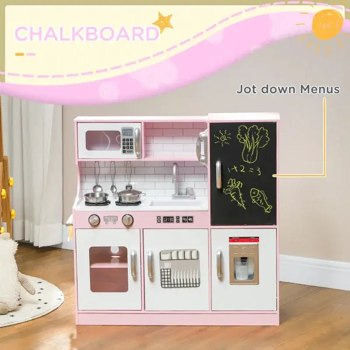 Kids Pretend Play Kitchen with Toy Phone and Chalkboard - Little and Giant Explorers AIYAPLAY