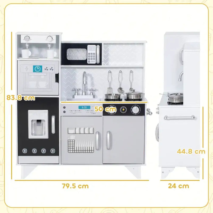 Kids Wooden Kitchen Playset - White and Grey | Ice Maker, Coffee Machine and Stove AIYAPLAY - Little and Giant Explorers AIYAPLAY