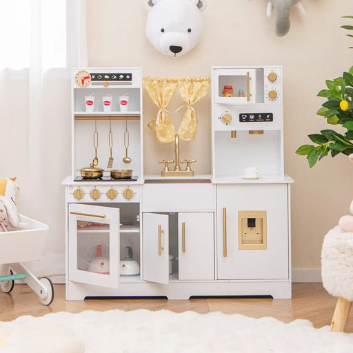 Kids Kitchen Playset with Coffee Maker and Stove with Accessories - Little and Giant Explorers Costway