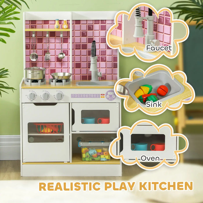 Kids Play Kitchen with Realistic Oven, Sink and Accessories - Little and Giant Explorers AIYAPLAY