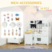 White kids wooden kitchen playset with dishwasher and 14 cooking accessories included