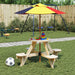 Kids Wooden Picnic Table - Natural | Round Fir Wood Design with Umbrella Hole VIDAXL - Little and Giant Explorers vidaXL
