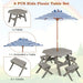 Kids Wooden Picnic Table Set 6-Piece Octagon | Grey with Adjustable Umbrella - Little and Giant Explorers Costway