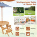 Kids Wooden Picnic Table Set with Umbrella – Natural Fir Wood | 6-Piece Octagon Design COSTWAY - Little and Giant Explorers Costway