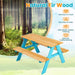 Kids Wooden Picnic Table with Benches - Little and Giant Explorers Costway