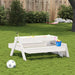 Picnic Table with Sandpit for Kids White Solid Wood Pine - Little and Giant Explorers vidaXL
