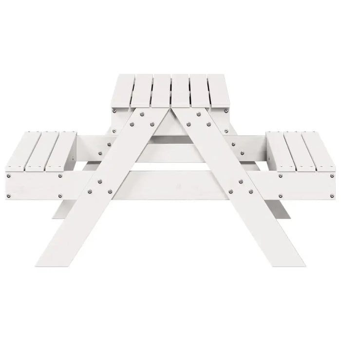 Picnic Table with Sandpit for Kids White Solid Wood Pine - Little and Giant Explorers vidaXL
