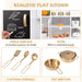 Kids Wooden Play Kitchen – Gold Utensils and Accents | Lights, Sounds and Chalkboard COSTWAY - Little and Giant Explorers Costway