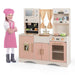Kids Wooden Play Kitchen – Pink and White | Microwave, Coffee Maker and Ice Maker COSTWAY - Little and Giant Explorers Costway