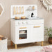 Kids Wooden Play Kitchen – White | Lights, Sounds and Complete Chef Set COSTWAY - Little and Giant Explorers Costway