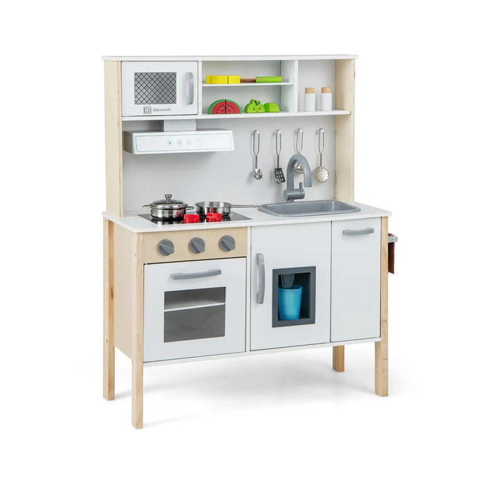 Kids Wooden Play Kitchen – White | Pretend Cooking Set - Ice Maker and Accessories COSTWAY - Little and Giant Explorers Costway