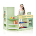 Kids Wooden Play Supermarket with Accessories in Green - Little and Giant Explorers Costway