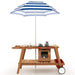 Wooden Play Trolley with Umbrella, Oven and Sink - Little and Giant Explorers Costway