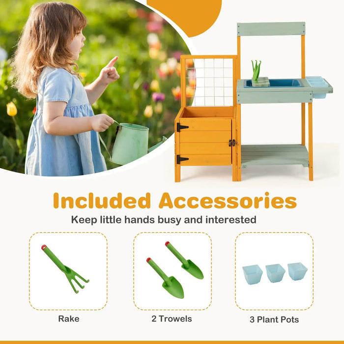 Kids Wooden Potting Bench | Complete Botanical Adventure - Peek-a-Boo Window COSTWAY - Little and Giant Explorers Costway