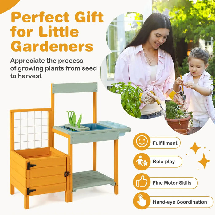 Kids Wooden Potting Bench | Complete Botanical Adventure - Peek-a-Boo Window COSTWAY - Little and Giant Explorers Costway