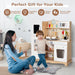 Kids Wooden Pretend Play Kitchen with Light, Sounds and Accessories - Little and Giant Explorers Costway