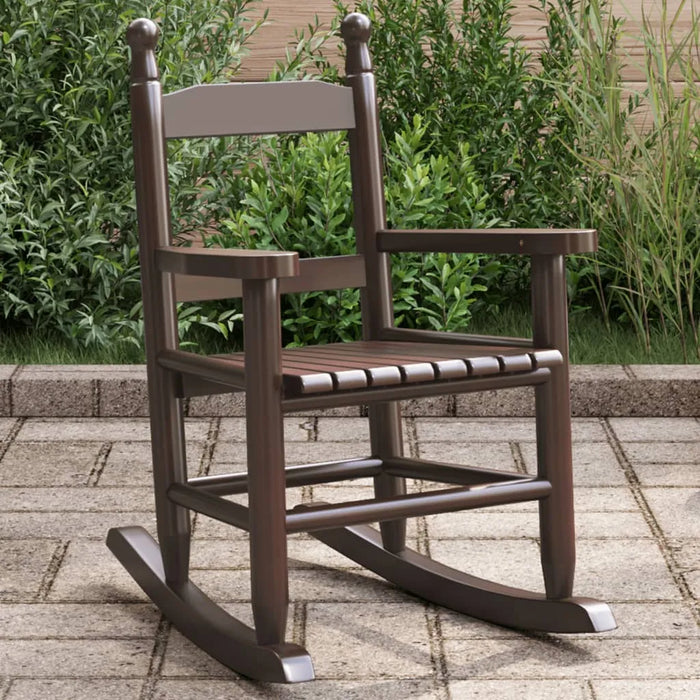 Kids Wooden Rocking Chair - Brown | Solid Poplar Wood VIDAXL - Little and Giant Explorers vidaXL