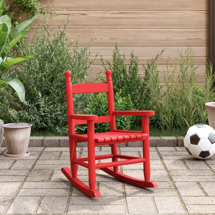 Kids Wooden Rocking Chair - Red | Poplar Wood VIDAXL - Little and Giant Explorers vidaXL
