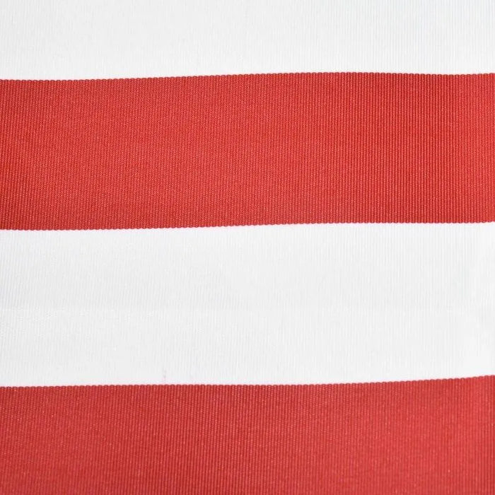 Red and white striped fabric, close-up of kids sandbox canopy material.
